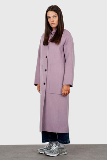 Cappotto Monopetto Flock Lilla Donna - 3