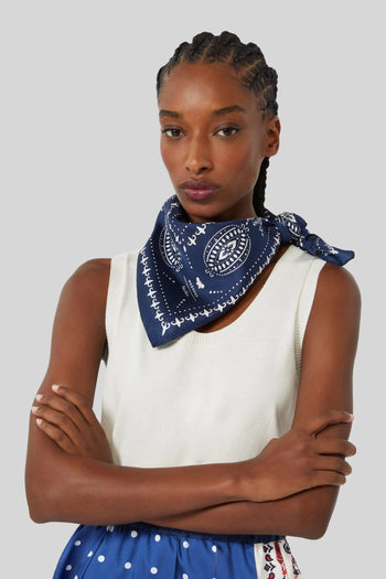 Max Mara Foulard In Seta Stampata Blu Donna - 2