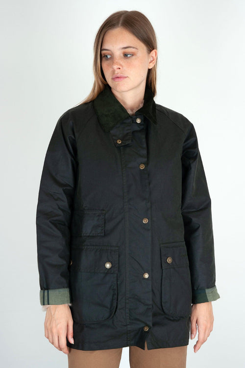 Tain Wax Jacket Sage Verde Scuro Donna