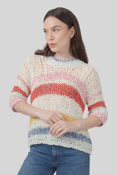 Maglia Mix Di Punti Rigata Multicolore Uomo