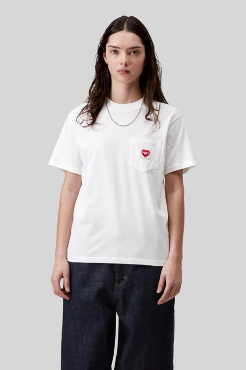 Wip T-shirt W' S/s Pocket Heart Bianco Donna