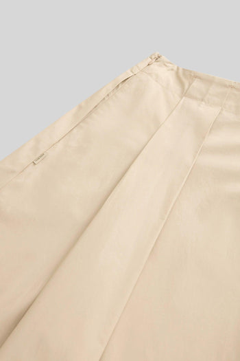 Gonna In Popeline Di Puro Cotone Beige Chiaro Donna - 3