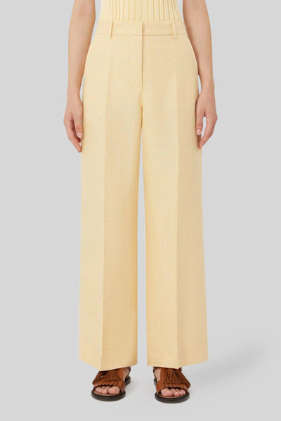 Max Mara Pantalone In Canvas Di Lino Malizia Giallo Donna