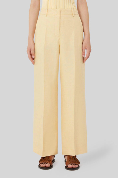 Max Mara Pantalone In Canvas Di Lino Malizia Giallo Donna