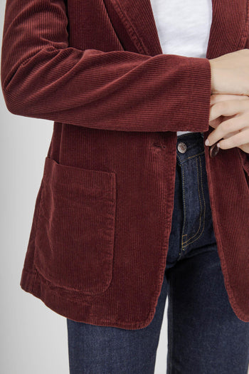 Blazer In Velluto A Coste Bordeaux Donna - 4