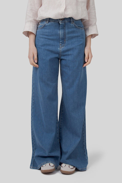 Max Mara Jeans Vega In Denim Morbido Blu Medio Donna