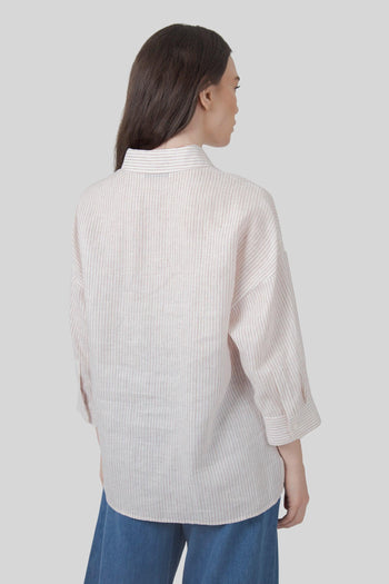 Max Mara Camicia Panetto Riga Bianco/rosa Donna - 5