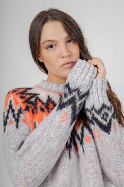 Maglia Girocollo Jacquard Rosa Donna