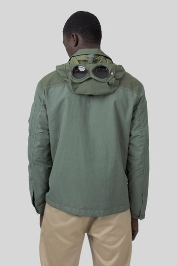 Overshirt Flatt Nylon Mixed Goggle Verde Uomo - 5