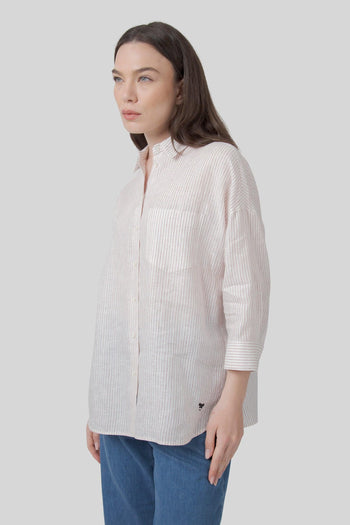 Max Mara Camicia Panetto Riga Bianco/rosa Donna - 3