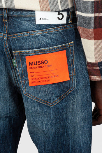 Jeans Musso Tapered Blu Medio Uomo - 5