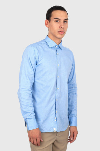 Camicia Oxford Collo Francese Celeste Uomo - 3