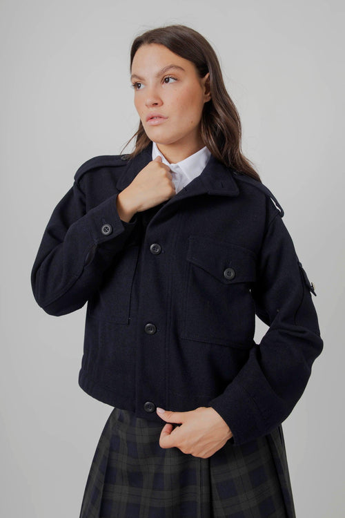 Field Jacket Crop Mercure Blu Navy Donna