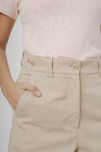 Max Mara Pantalone In Gabardina Di Cotone Alfeo Beige Donna - 5