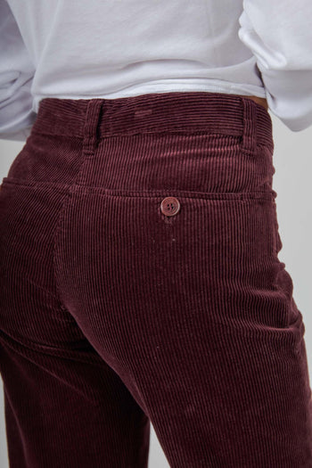 Pantalone In Velluto A Coste Bordeaux Donna - 2