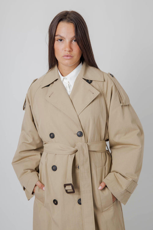 Max Mara Trench In Gabardina Ghia Beige Donna