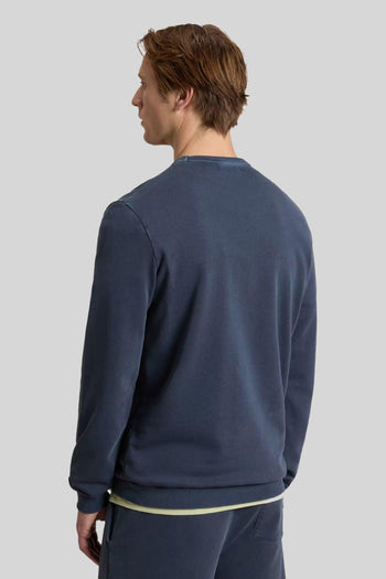 Felpa Garment Dyed Logo Blu Uomo - 3