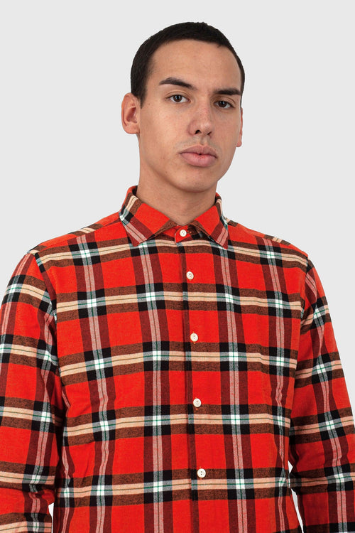 Camicia Check Flanella Arancio Uomo