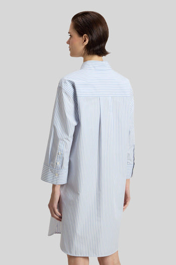 Abito Serafino In Popeline Di Puro Cotone A Righe Bianco/celeste Donna - 3
