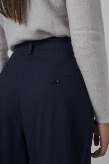 Max Mara Pantalone In Puro Cotone Vettura Blu Donna - 4