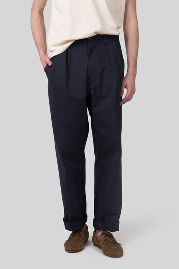 Pantalone New York Con Pences Blu Uomo - 6