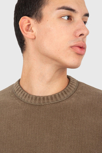 Maglia Cotton Chenille Crewneck Khaki Uomo - 5