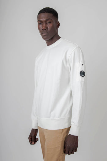 Felpa Crewneck Diadonal Brushed Emerized Bianco Uomo - 6