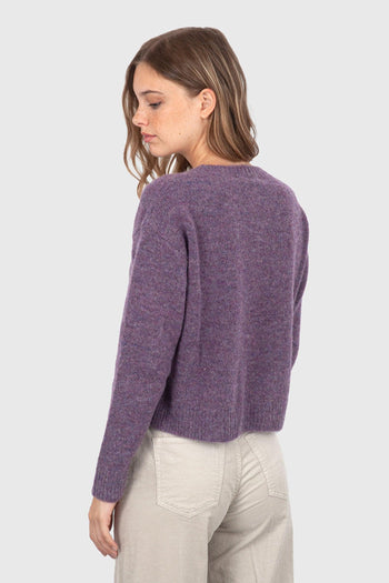 Maglia Girocollo Crop Viola Donna - 4