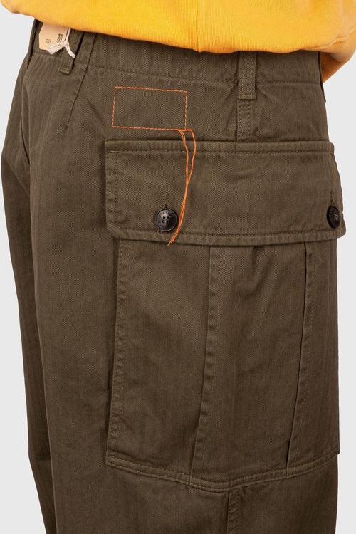 Pantalone Cargo Durango Woven Herringbone Verde Militare Uomo - 2