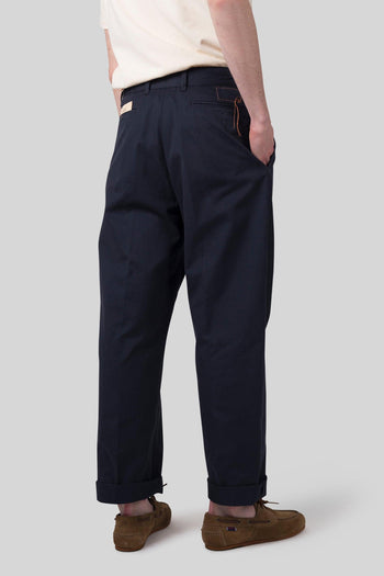 Pantalone New York Con Pences Blu Uomo - 5