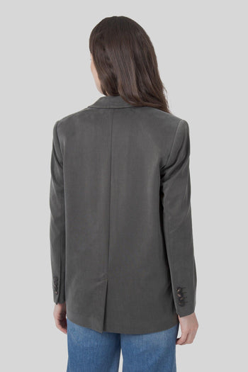 Blazer Cupro Boyfriend Wom Verde Scuro Donna - 4