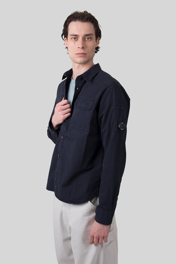 Overshirt In Gabardina Organic Blu Scuro Uomo - 6