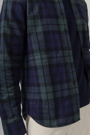 Camicia Utility In Twill Check Blu/verde Uomo - 5