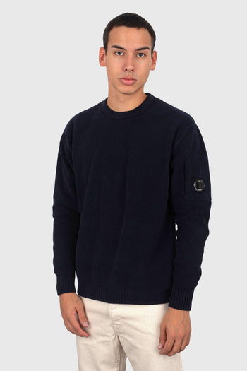 Maglia Cotton Chenille Crewneck Blu Uomo - 3