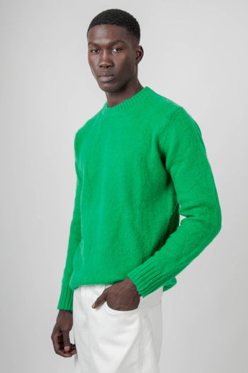 Maglia Girocollo In Lana Shetland Verde Smeraldo Uomo - 4