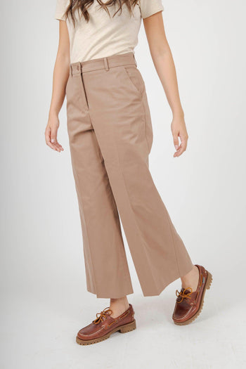 Max Mara Pantalone Crop In Raso Di Cotone Urial Beige Donna - 4