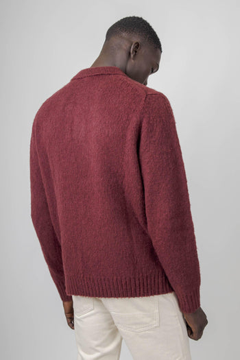 Polo In Lana Shetland Bordeaux Uomo - 4