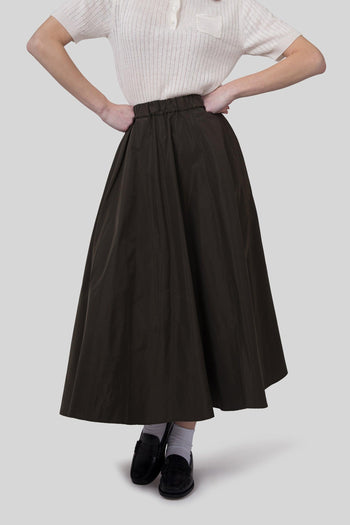 Gonna Midi Con Pieghe Mia Verde Militare Donna - 6