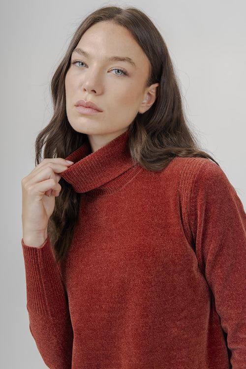 Maglia Velvet Vent Turtleneck Wom Bordeaux Donna