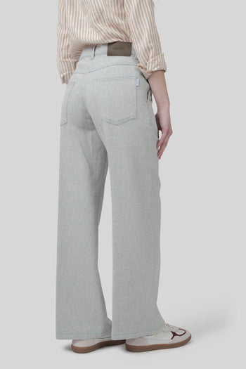 Jeans Palazzo Grigio Chiaro Donna - 5