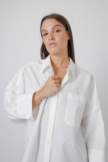 Max Mara Camicia Over In Popeline Zavorra Bianco Donna - 3