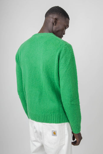 Maglia Girocollo In Lana Shetland Verde Smeraldo Uomo - 3