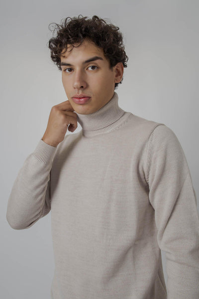 Maglia Dolcevita Beige Uomo