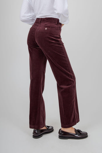 Pantalone In Velluto A Coste Bordeaux Donna - 5