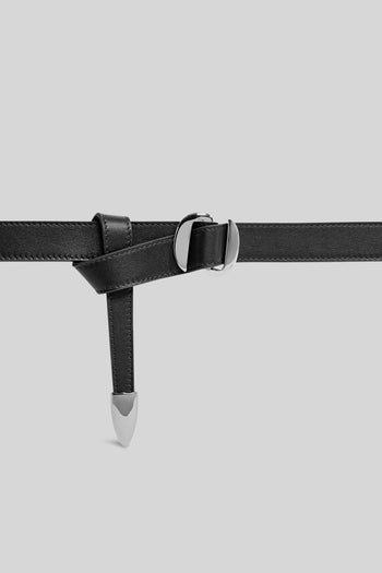 Cintura Punta Lunga In Pelle Nappa Nero Donna - 2