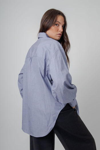 Camicia Chambray Blu Medio Donna - 7