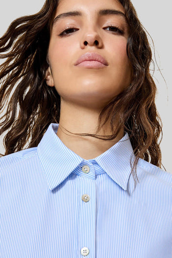 Camicia Oxford Jacquard Stripe Wom Bianco/azzurro Donna - 2