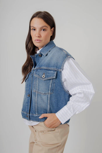 Max Mara Gilet In Denim Mappa Blu Medio Donna - 3