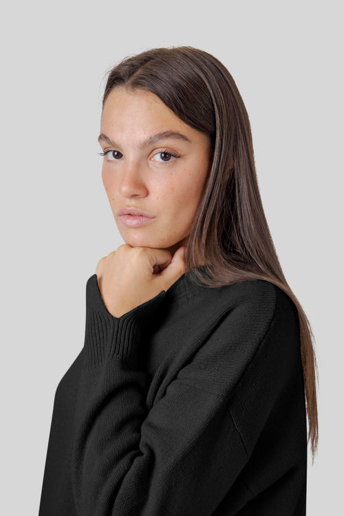 Maglia Girocollo Lana Cashmere Nero Donna