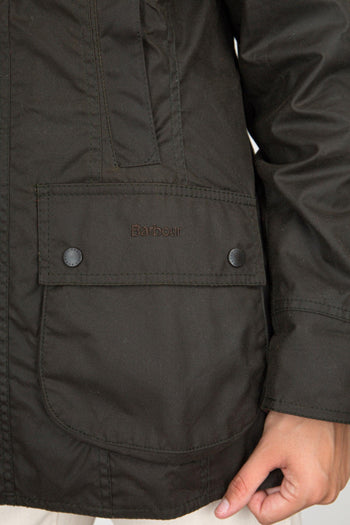 Giubbotto Beadnell Wax Olive Verde Oliva Donna - 7